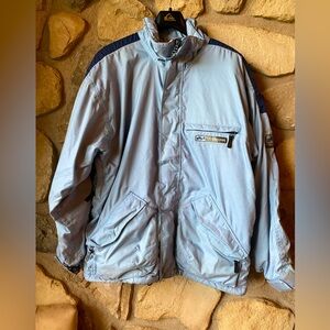 Men’s medium Foursquare thick fur inside warm blue  snowboard, ski winter jacket